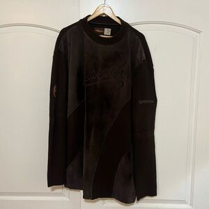 Davoucci vintage genuine suede sweater in brown